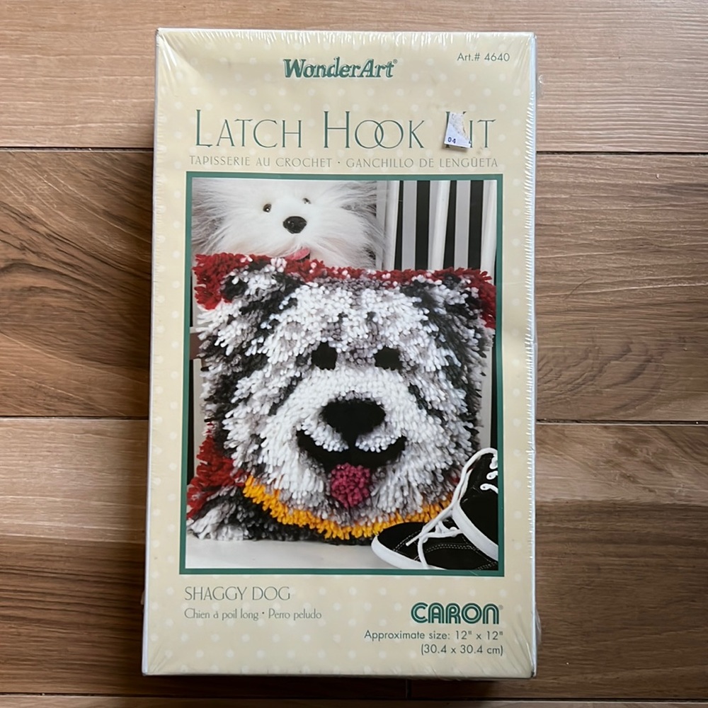 NWOT Sheepdog Latch Hook Kit 12” x 12” WonderArt Crafts - Latch Hook Included